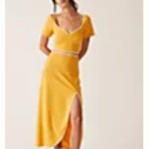 Anthropologie NWT Maeve Textured Crop Top & Midi Set